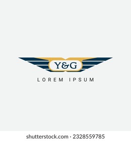 Resumen del concepto de alas Y y G del vectores de diseño de plantillas de logotipo