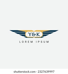 Resumen del concepto de ala Y y K Vector de diseño de plantillas de logotipo