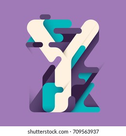 Abstract Y letter design, made of rounded geometric shapes in color. Vector illustration.