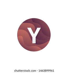 Abstract Y letter logo circle shape company sign layered round icon trendy logotype vector design.