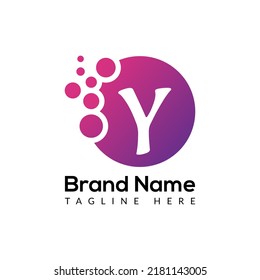 Abstract Y letter modern bubble logo design template