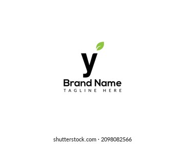 Abstract y letter modern initial lettermarks leaf logo design