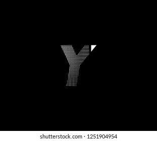 Abstract Y letter pattern pixel bit squares geometric modern monogram tech logo