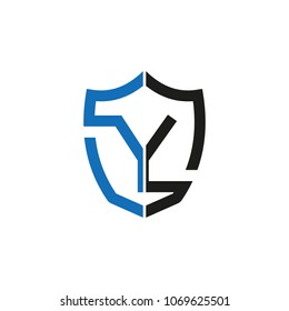 Abstract y letter shields security design vector