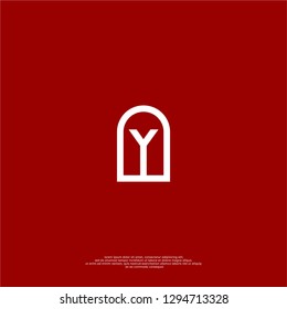 abstract Y logo letter with house door shape design concept