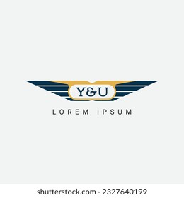 Resumen del concepto de ala Y y U Vector de diseño de plantillas de logotipo