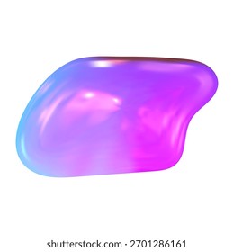 Abstract Y2K chrome 3D shape with fluid holographic tone. Glossy y2k reflection gives it a sleek 3D chrome shape look.