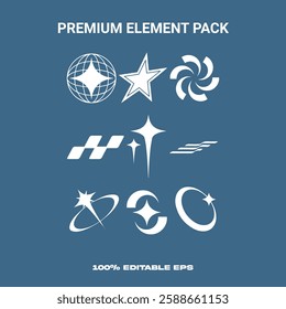 Abstract y2k classic elements set. cheap concept. eps 10. star element