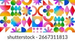 Abstract Y2K Gradient Shapes. Vector Modern Background. Color Memphis Geometric Figures.