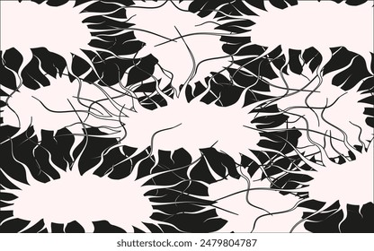 Abstract Y2K Halftone background. Modern black and white Organic Shapes pattern. Retro texture Vector illustration can used web banner, card cover print, t-shirt printing. Editable stroke, EPS 10