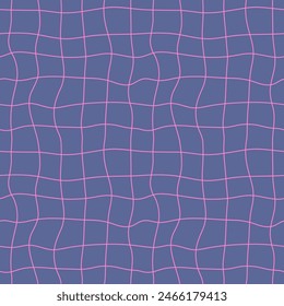 Abstract Y2K seamless pattern. Distorted grid retro 2000s style background. Hand drawn vector illustration for paper, textile, wallpaper, cloth.