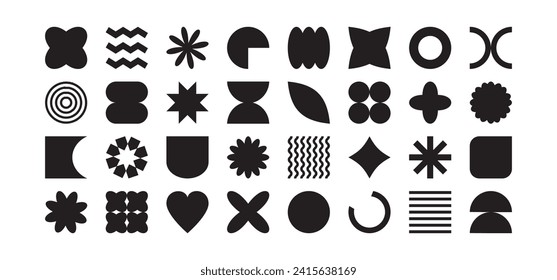 Abstract y2k shape, retro element, graphic groovy figure, minimal geometry form, black trendy vector icon isolated on white background. Creative simple illustration