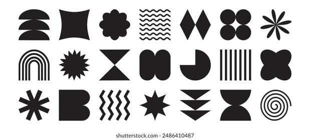 Abstract y2k shape, retro element badge, graphic groovy figure, minimal geometric form, black trendy basic icon isolated on white background. Creative simple vector illustration