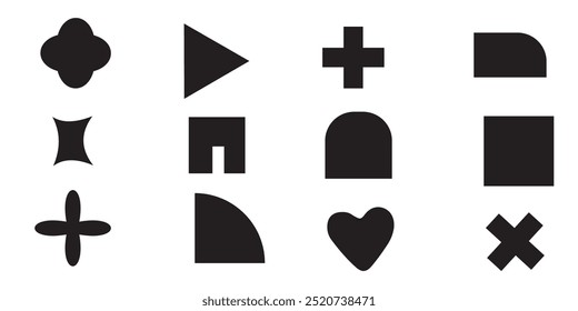 Abstract y2k shape, retro element, graphic groovy figure, minimal geometry form, black trendy vector icon isolated eps 10