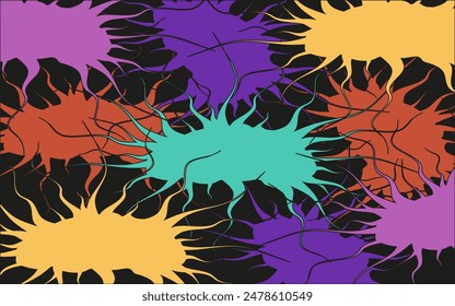 Abstract Y2K Trippy background. Contemporary Organic Shapes pattern. Vibrant colorful vector illustration can used web banner, card cover print, t-shirt printing. Editable stroke, EPS 10