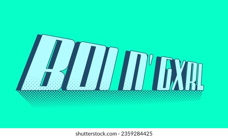 Abstract Y2K Urban Style Cel-shaded Halftone Cyan Blue Boy and Girl Slang Words Typography Illustration