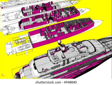 abstract yacht drawing