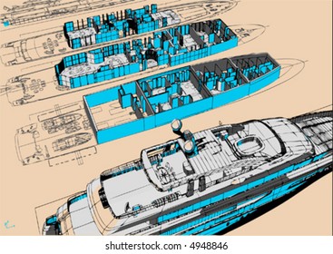 abstract yacht drawing
