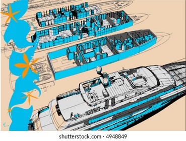 abstract yacht drawing