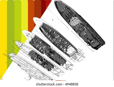 abstract yacht drawing