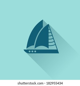 Abstract yacht, Flat style, stylization, vector