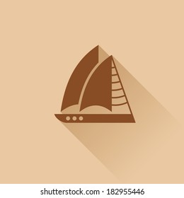 Abstract yacht, Flat style, stylization, vector