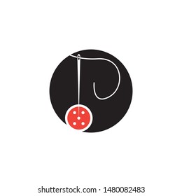 Abstract yarn and needle icon vector illustration