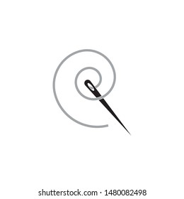 Abstract yarn and needle icon vector illustration