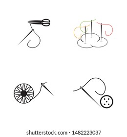 Abstract yarn and needle icon vector illustration