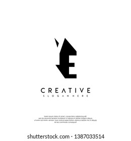 letra del logotipo YE abstracta en concepto de diseño de forma de sombra