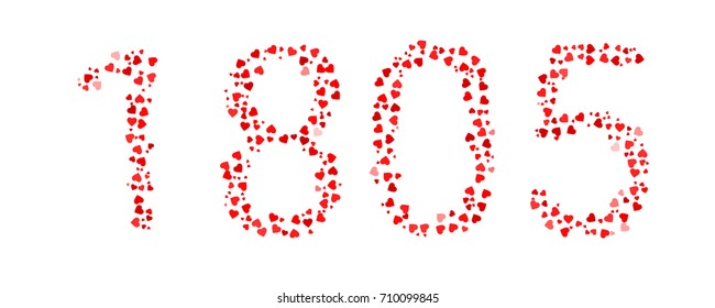 Abstract Year 1805 Made Of Red Hearts