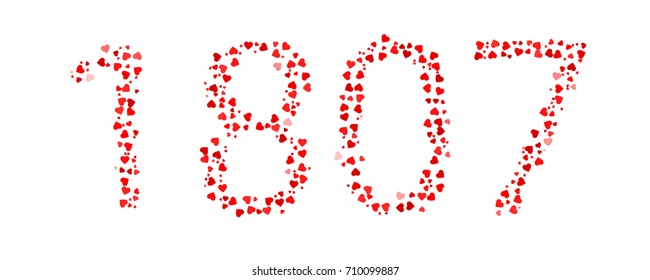 Abstract Year 1807 Made Of Red Hearts