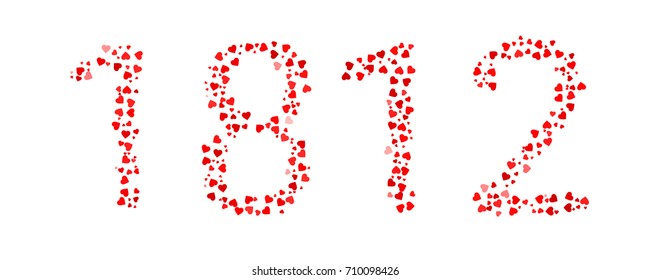 Abstract Year 1812 Made Of Red Hearts