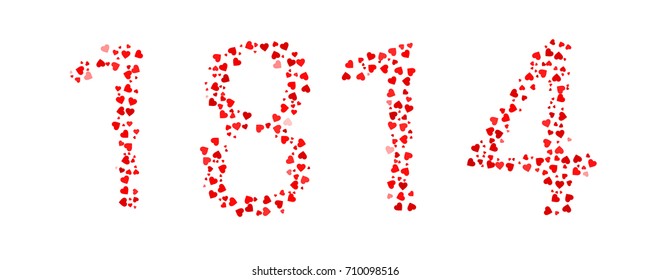 Abstract Year 1814 Made Of Red Hearts