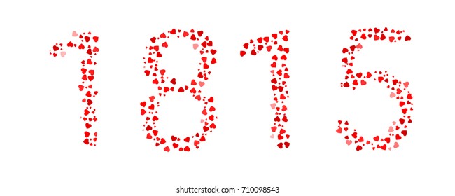 Abstract Year 1815 Made Of Red Hearts