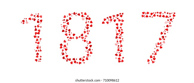 Abstract Year 1817 Made Of Red Hearts