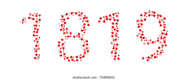 Abstract Year 1819 Made Of Red Hearts