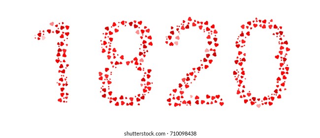 Abstract Year 1820 Made Of Red Hearts