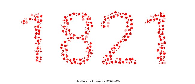 Abstract Year 1821 Made Of Red Hearts