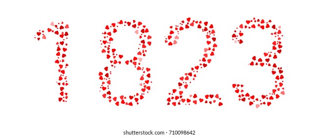Abstract Year 1823 Made Of Red Hearts
