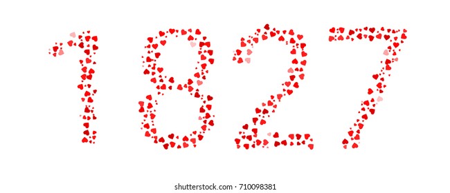 Abstract Year 1827 Made Of Red Hearts