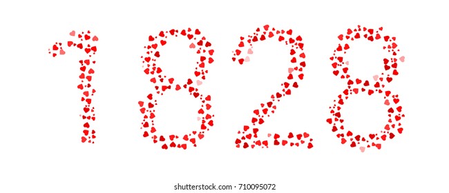 Abstract Year 1828 Made Of Red Hearts