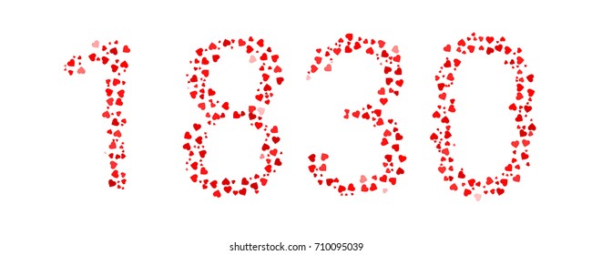Abstract Year 1830 Made Of Red Hearts