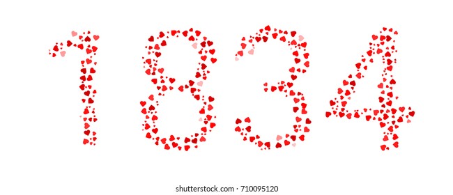 Abstract Year 1834 Made Of Red Hearts