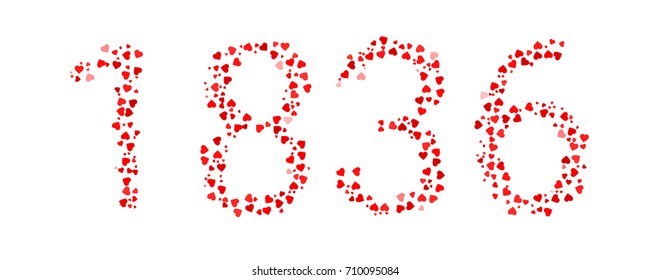 Abstract Year 1836 Made Of Red Hearts
