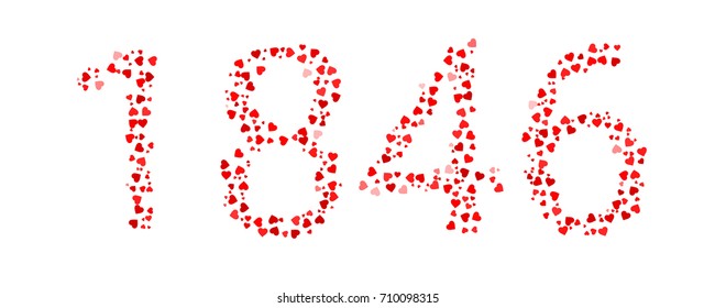 Abstract Year 1846 Made Of Red Hearts
