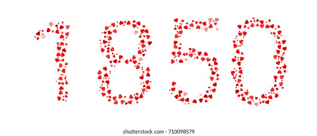 Abstract Year 1850 Made Of Red Hearts