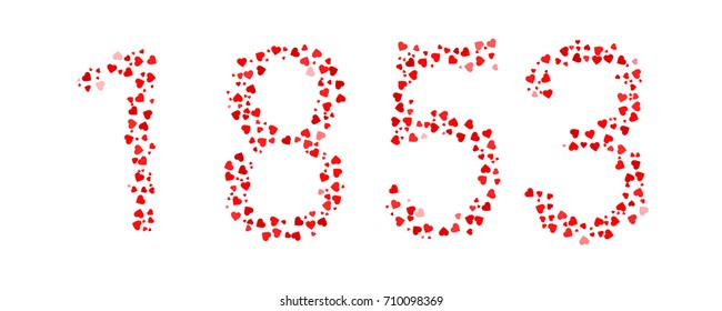 Abstract Year 1853 Made Of Red Hearts