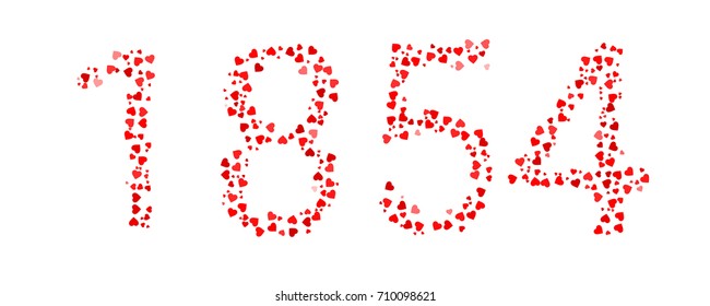 Abstract Year 1854 Made Of Red Hearts