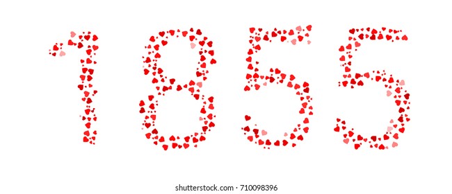 Abstract Year 1855 Made Of Red Hearts